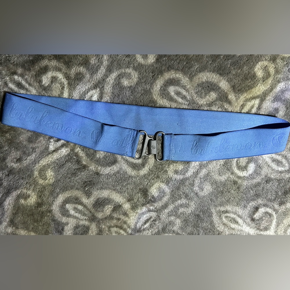 Lululemon RARE/RETIRED Reversible Elastic Belt Blue & Silver Hardware